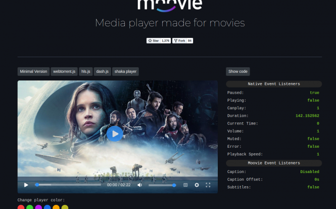 Moovie.js – Responsive Movie Focused HTML5 Player