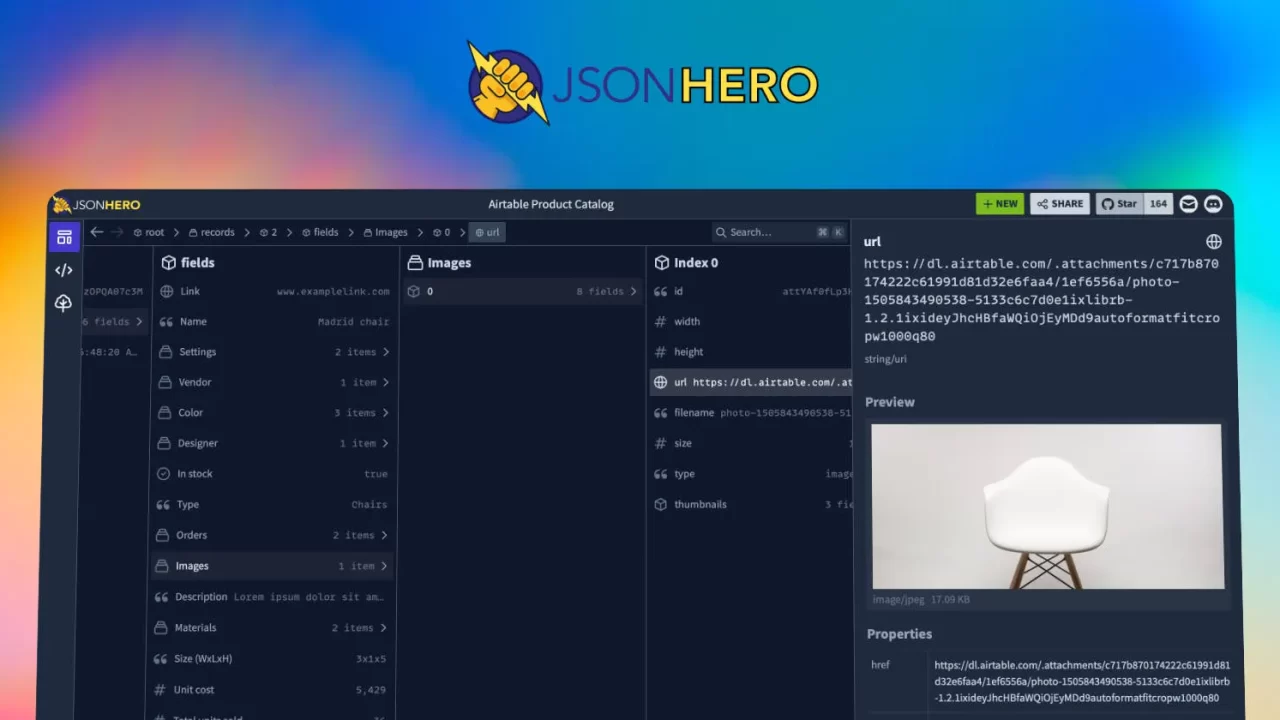Introducing JSON Hero: an open-source, beautiful JSON viewer for the web that lets you browse, search and navigate your JSON files at speed. 🚀